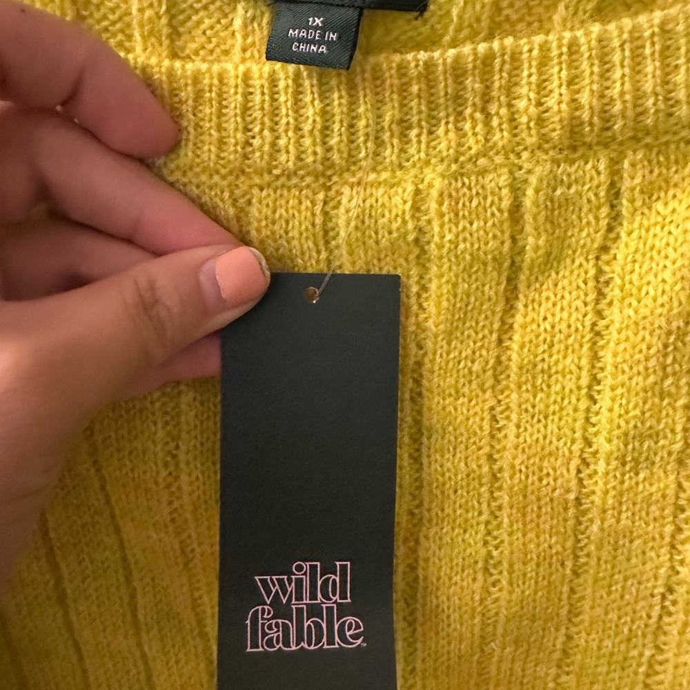 Wild Fable Vibrant Yellow Knit Crop Top Ribbed Tank NWT - Picture 8 of 8
